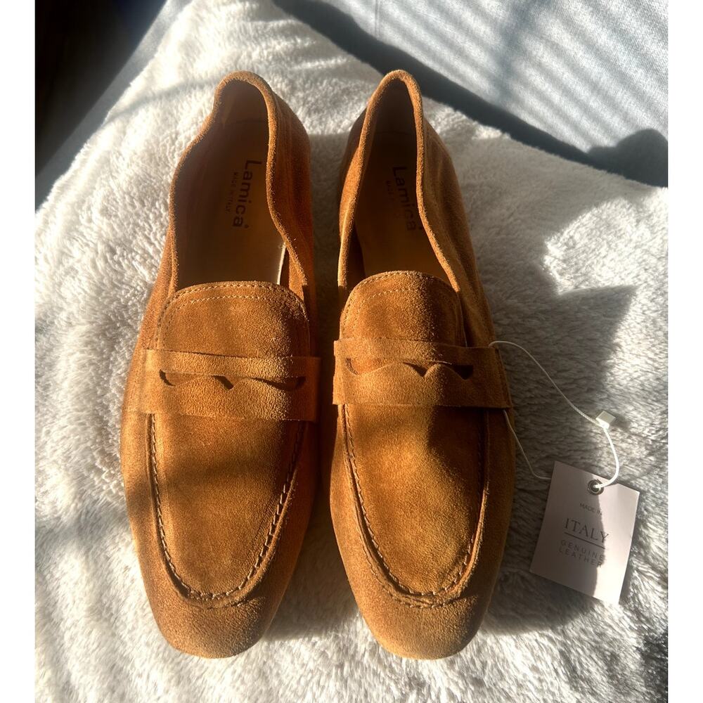NEW Lamica Zuena Womens Driver Suede Penny Loafers Size 9.5/40 Women's Italian - Picture 4 of 7